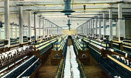 Intérieur d'une filature de coton, 1909