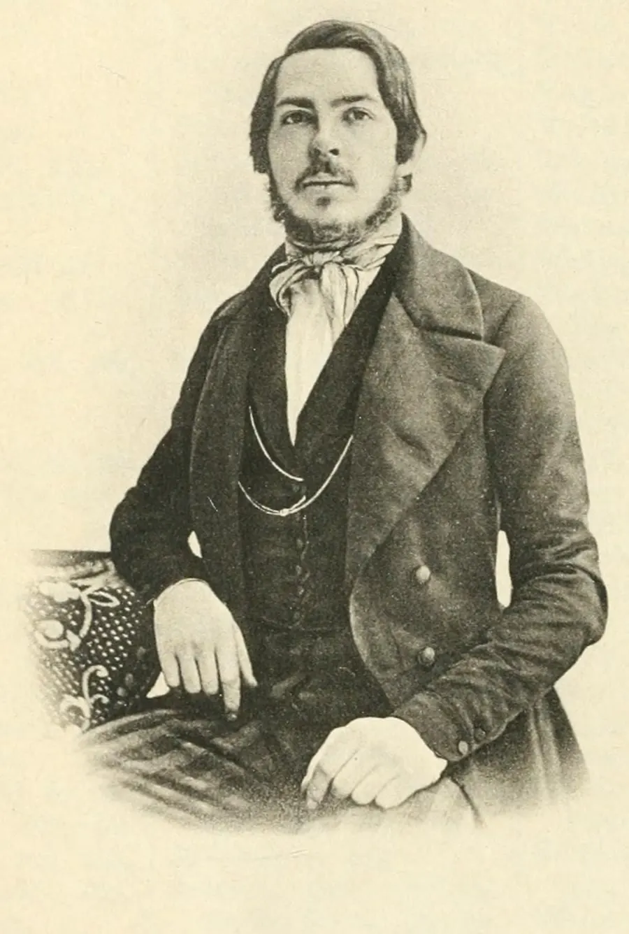 Friedrich Engels vers 1845, jeune homme à favoris, portrait photographique.
